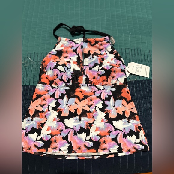 New Time and Tru Women's Plus Watercolor Tie Swim Top and Bottom Medium 8/10 - Picture 4 of 10